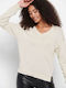 Funky Buddha Women's Long Sleeve Sweater Cotton with V Neckline White