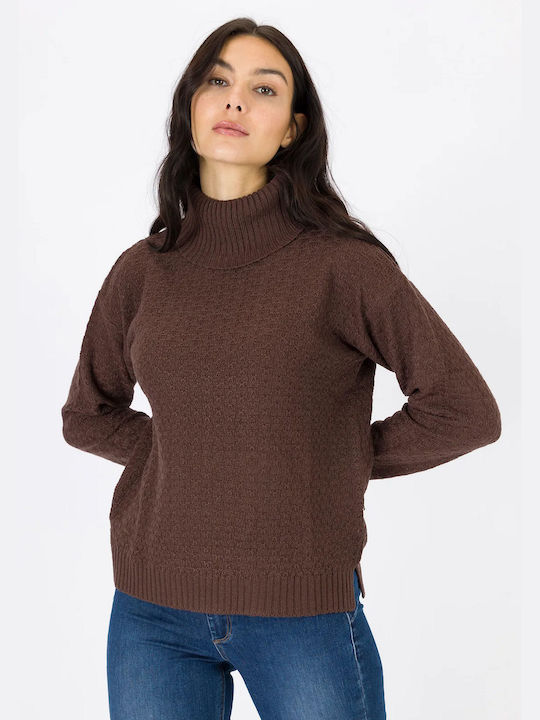 TIFFOSI SWEATER WITH HIGH NECK BROWN