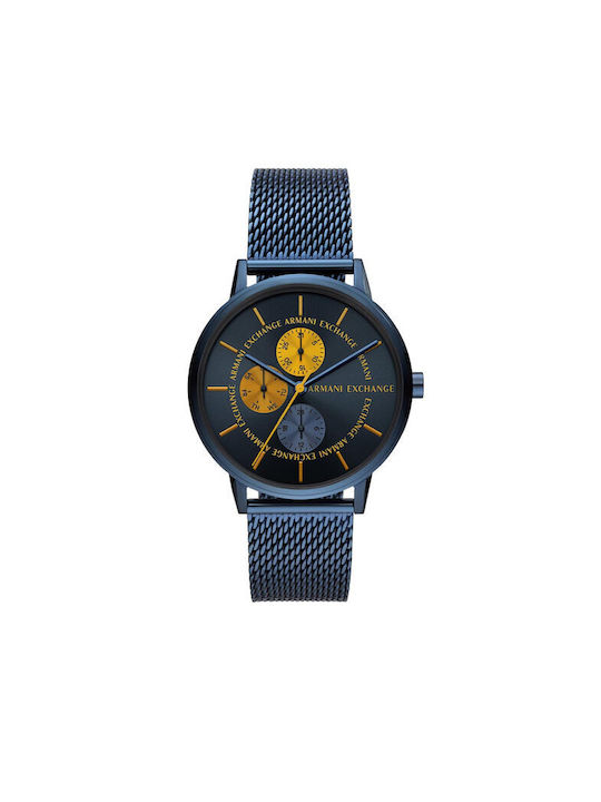 Armani Exchange Ρολόι Χρονογράφος Μπαταρίας με Κεραμικό Μπρασελέ σε Μπλε χρώμα