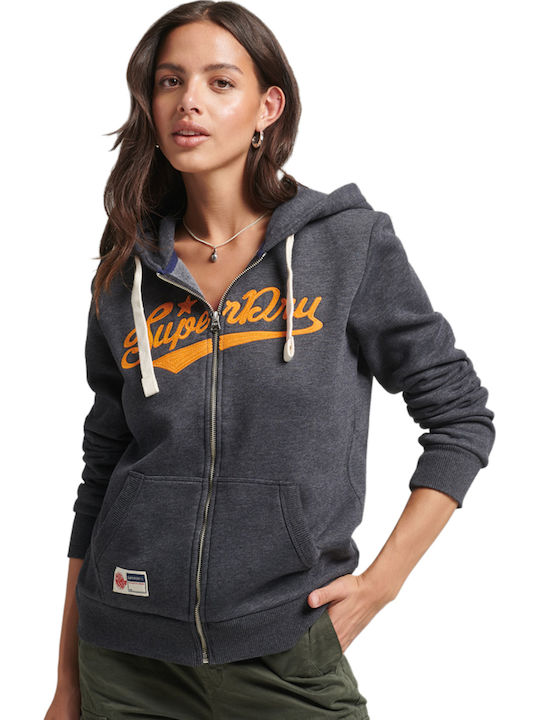 Superdry Γυναικεία Ζακέτα Φούτερ Γκρι