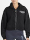 Cropped Women's Sweatshirt Jacket Black