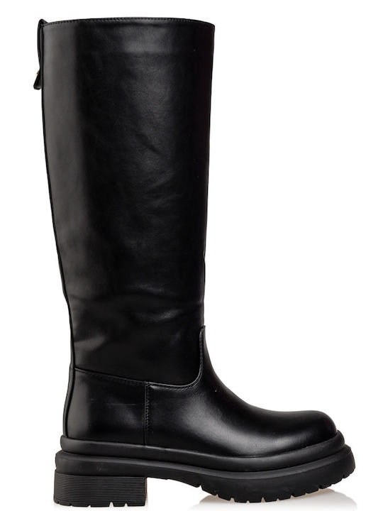 Synthetic Leather Women's Boots with Rubber Black