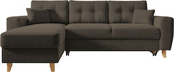 Jessie Γωνιακός Καναπές Κρεβάτι με Αναστρέψιμη Γωνία & Αποθηκευτικό Χώρο Καφέ 235x160εκ. 52000