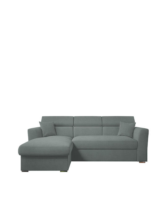 Audrey Corner Fabric Sofa Bed with Left Corner & Storage Space Ανοιχτό Γκρι 243x174cm