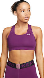 Nike Swoosh Medium Support Γυναικείο Αθλητικό Μπουστάκι Μωβ