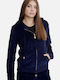 Basic Velveteen Women's Sweatshirt Jacket Velvet Navy