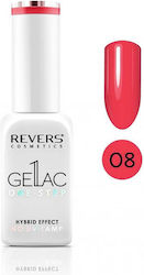 Revers Cosmetics Gel Lac One Step Gloss Βερνίκι Νυχιών Μακράς Διαρκείας Κόκκινο 08 10ml