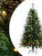 Snowy Christmas Green Tree with Metallic Base, Built in Branches and LED Lighting H150cm