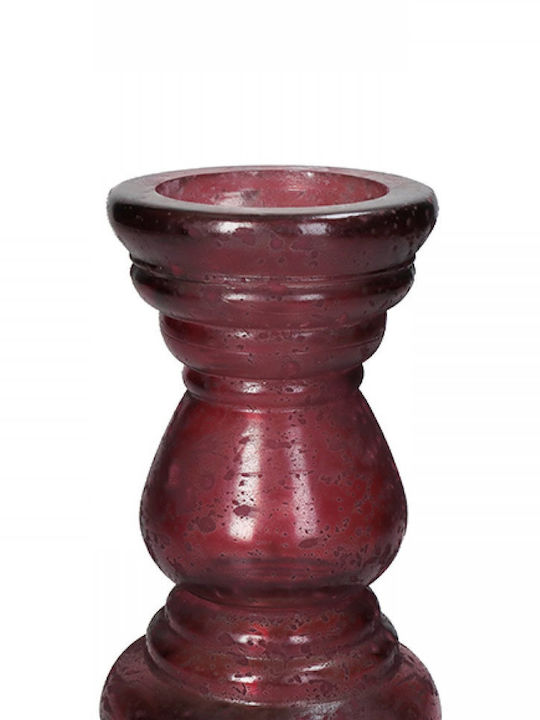 Zaros Candle Holder Glass in Red Color 19.5cm 1pcs