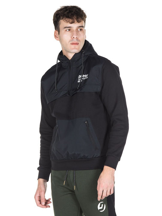 Herren Sweatshirt Jacke mit Kapuze Schwarz
