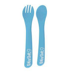 BabySoft Baby Set with Fork made of Plastic 2pcs Blue