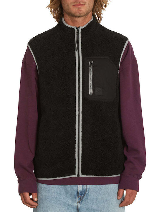 Muzzer Fuzzar Men's Fleece Cardigan Black