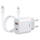 Remax Φορτιστής με Θύρα USB-A και Θύρα USB-C και Καλώδιο USB-C - Lightning 20W Power Delivery Λευκός (RP-U68)