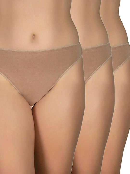 Γυναικεία String 3Pack χωρίς Ραφές Dark Beige