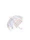 Umbrella 8 rays with pink rattan transparent with unicorn design automatic
