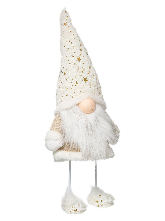 Santa Spring Λούτρινος Διακοσμητικός Άι Βασίλης Λευκός Υφασμάτινος 45εκ.