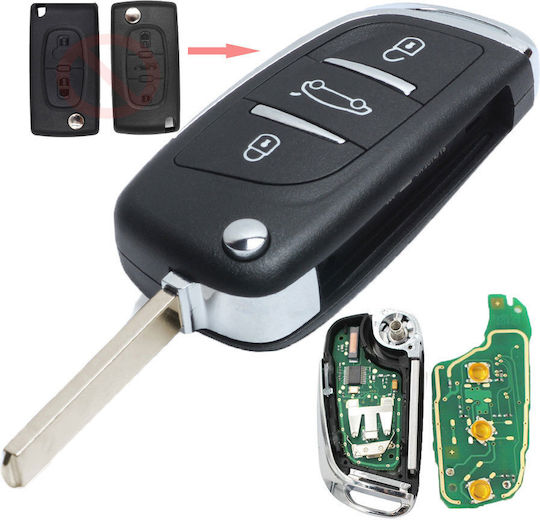 Foldable Car Key Shell with Blade with 3 Buttons for Citroen