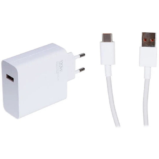 Xiaomi Φορτιστής με Θύρα USB-A και Καλώδιο USB-C 120W Λευκός (BHR6034EU)