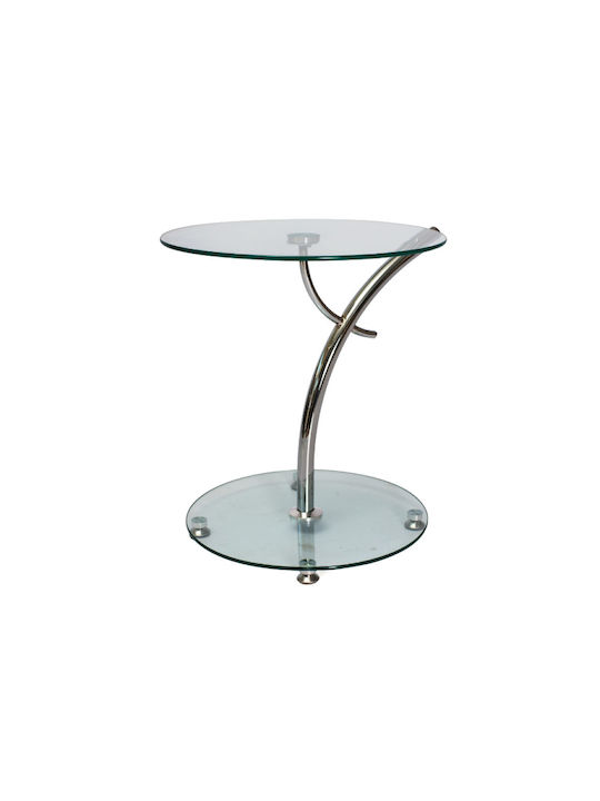 Round Side Table Muna Glass Transparent 50x50x55cm