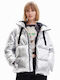 Jiman Kurz Damen Puffer Jacke für Winter Silber