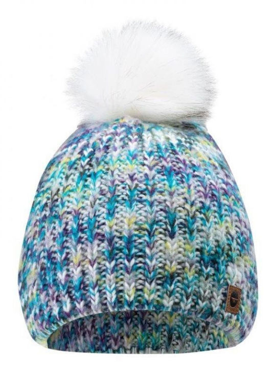 Hitec Pom Pom Beanie Beanie with Rib Knit in Light Blue color