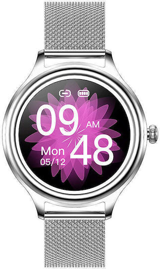 Kumi K3 Edelstahl 39mm Smartwatch mit Pulsmesser (Silber)