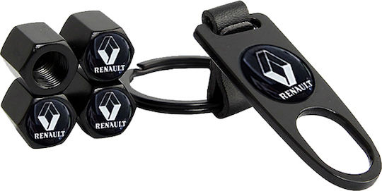 Auto Gs Car Tire Valve Caps with Logo Renault Black 4pcs