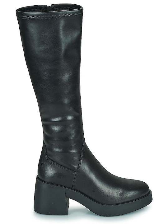 Anatomic Leather Medium Heel Women's Boots with Zipper Black
