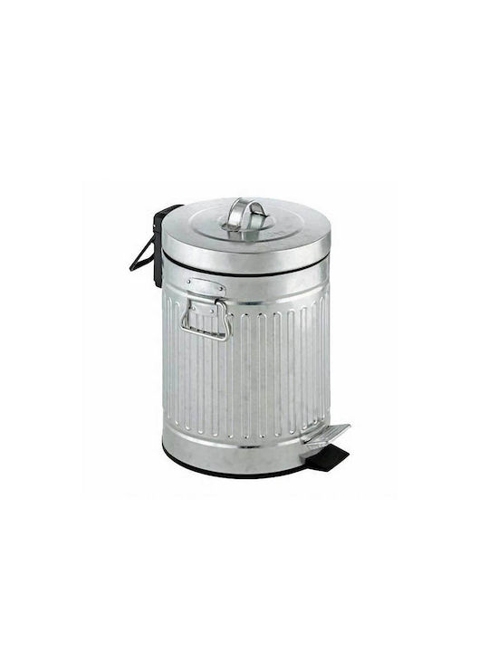 Trendy Waste Bin Metallic with Pedal Silver 30lt