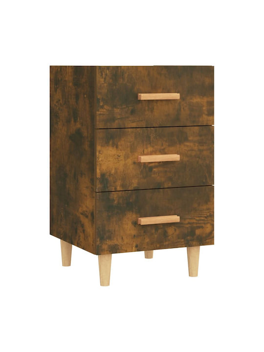 Wooden Bedside Table Καπνιστή Δρυς 40x40x66cm