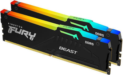 Kingston Fury Beast RGB 32GB DDR5 RAM mit 2 Modulen (2x16GB) und Geschwindigkeit 6000 für Schreibtisch
