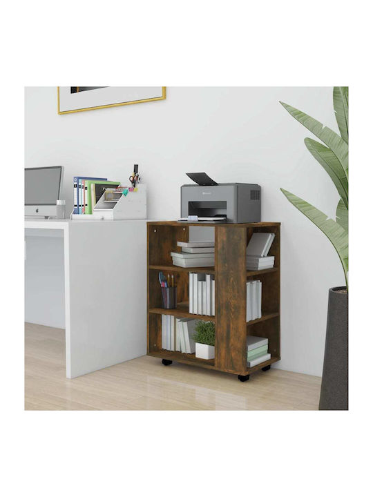 vidaXL Office Storage Cabinet Wooden with Wheels Smoky Oak 60x35x75cm