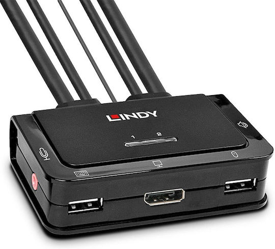 Lindy KVM Switch DisplayPort 1.2 USB 2.0 Audio
