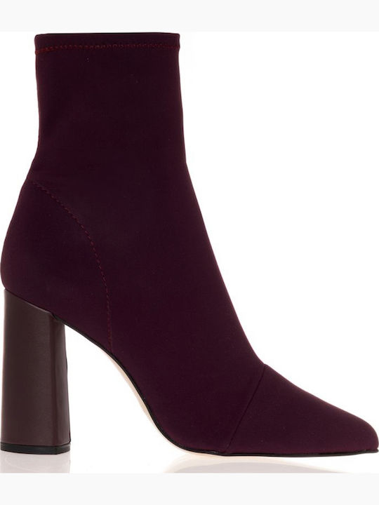 Women's Ankle Boots with High Heel Burgundy