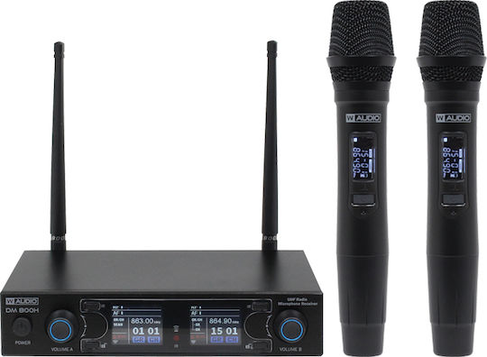 W-Audio DM 800H Twin Handheld UHF (863.0Mhz-865.0Mhz) Σετ Ασύρματο Μικρόφωνο Χειρός για Φωνητικά