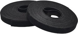 Powertech Ties-039 Selbstklebend Klettverschluss-Band Schwarz 50mmx25m 1Stück TIES-039