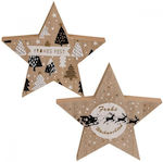 Wood Christmas Decorative Hanging Star 15x2x15cm 2pcs Brown