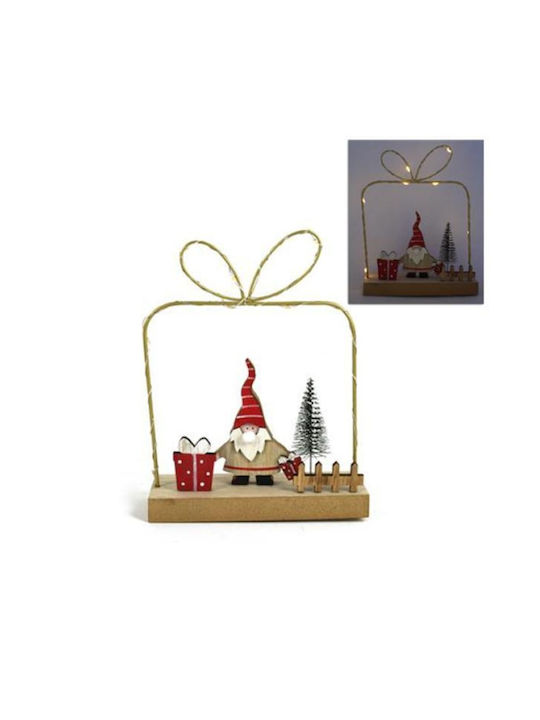 Luminat Decorativ Moș Crăciun Bej din Lemn 17x13.5x4.5cm.