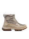 Leather Women's Ankle Boots Platform Gold