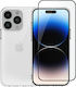 Vivid Umschlag Rückseite Silikon Set mit Glas Transparent (iPhone 14 Pro)