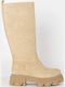 Suede Women's Boots with Zipper Beige