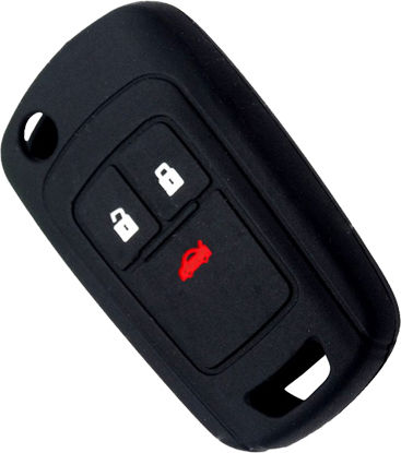 Silicone Car Key Cover Case 05.10.43 with 3 Buttons for Chevrolet Black