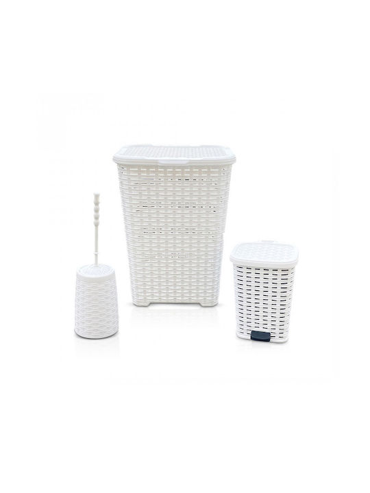 Media Wave Plastic Bathroom Accessory Set White 3pcs