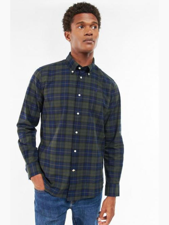 Barbour Helmside Men's Shirt Long Sleeve Cotton Checked Olive