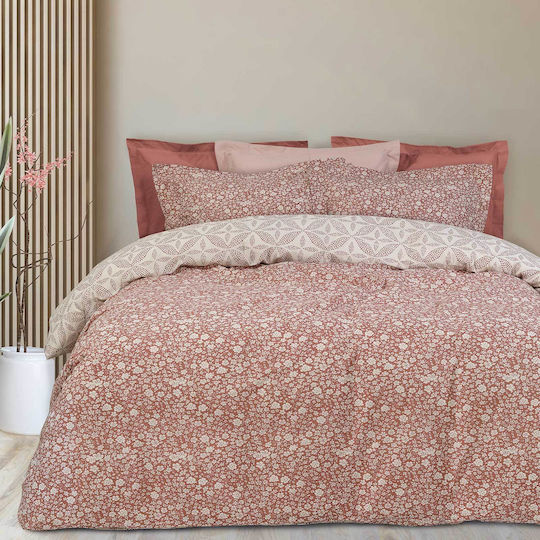 Das Home Bettwäsche-Set Doppel mit Gummiband 150x200+35cm. 9584 Rosa 4Stück