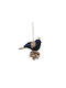 Hängend Polyfoam Blau Gold Hängendes Ornament Vogel Stoff Blau 6x11cm Set 8Stück