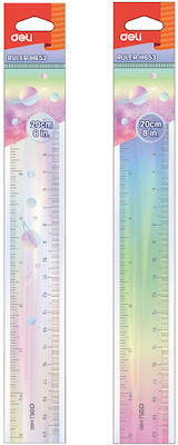 Deli Plastic Ruler 20cm (Μiscellaneous colours)