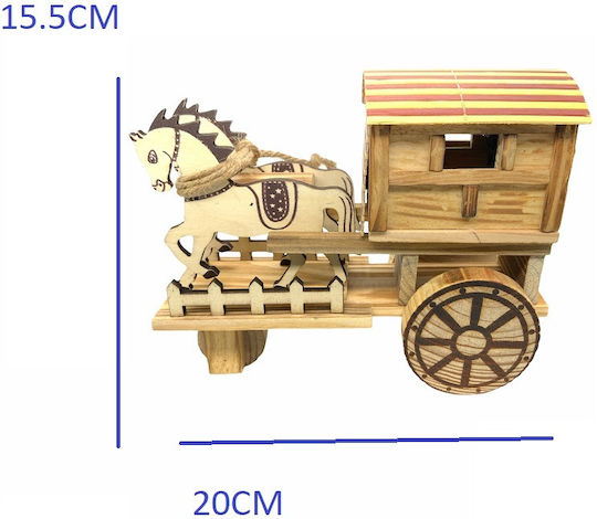 Коледна Фигура Знак Кафява Дължина 20см. Melody Horse Wagon