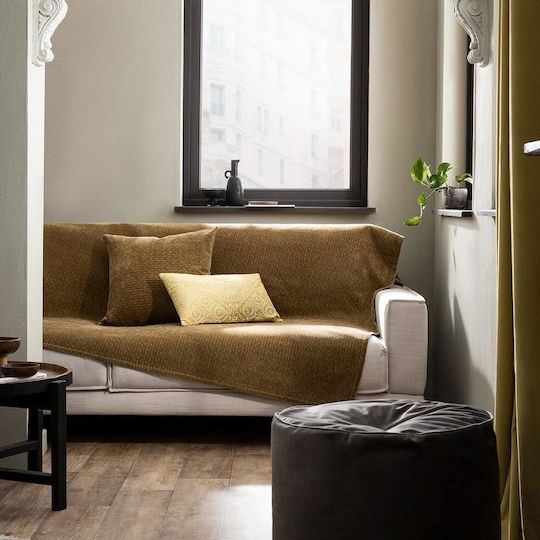 Gofis Home 421 Покривка За Двуместен Диван Кадифе 180x250см 37 Голд Грийн
