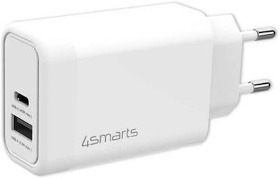 4Smarts Φορτιστής Χωρίς Καλώδιο με Θύρα USB-A και Θύρα USB-C 45W Power Delivery / Quick Charge 2.0 / Quick Charge 3.0 Λευκός (Voltplug)
